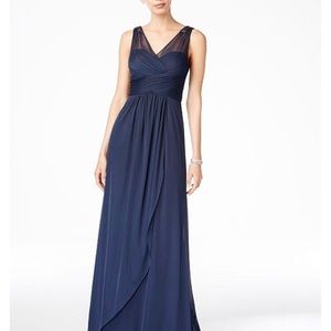Adrianna Papell Ruched embellished gown- navy